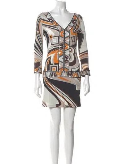 Pre-owned Pucci Printed Mini Dress In White