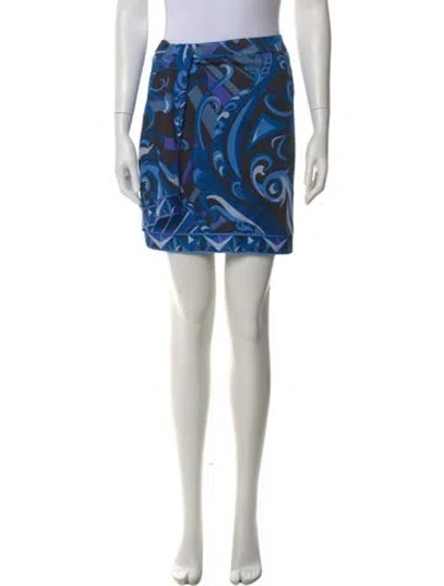Pre-owned Pucci Printed Mini Skirt In Blue