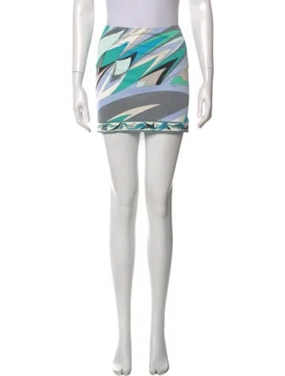 Pre-owned Pucci Printed Mini Skirt W/ Tags In Blue