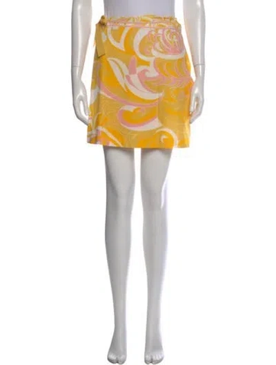 Pre-owned Pucci Printed Mini Skirt W/ Tags In Yellow