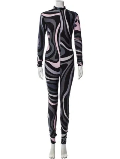 Pre-owned Pucci Printed Mock Neck Jumpsuit In Multi