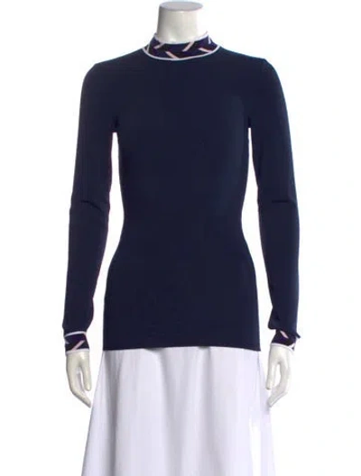 Pre-owned Pucci Printed Mock Neck Top In Blue
