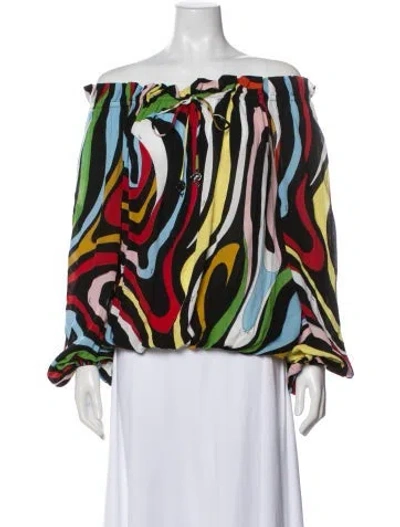 Pre-owned Pucci Printed Off-the-shoulder Blouse W/ Tags In Multi