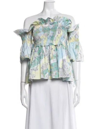 Pre-owned Pucci Printed Off-the-shoulder Top In Multicolor