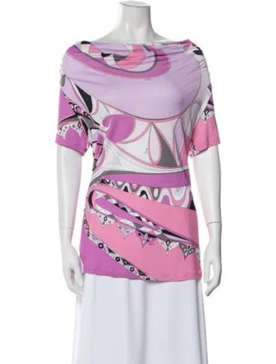 Pre-owned Pucci Printed Off-the-shoulder Top In Pink