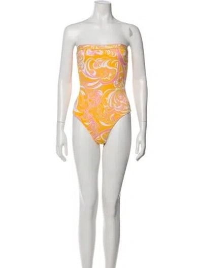 Pre-owned Pucci Printed One-piece In Orange
