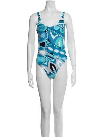 Pre-owned Pucci Printed One-piece W/ Tags In Blue