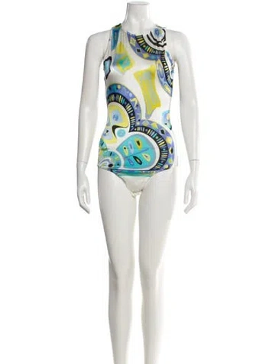 Pre-owned Pucci Printed One-piece In White