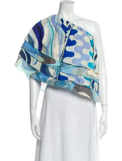 Pre-owned Pucci Printed One-shoulder Blouse In Multi