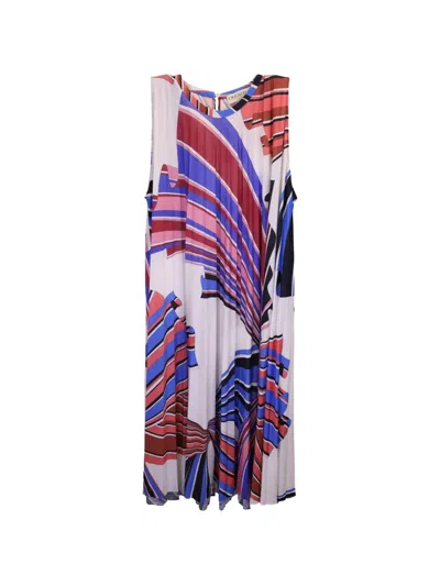 Pre-owned Pucci Printed Pleated Sleeveless Dress In White