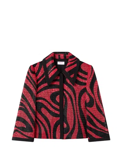 Pucci Printed Raffia Net Jacket In Red