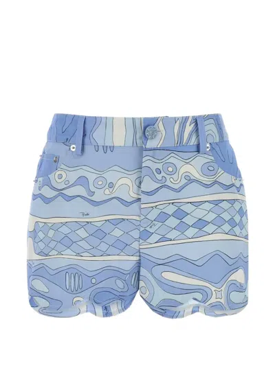 Pucci Printed Scalloped-hem Cotton Shorts In Multi