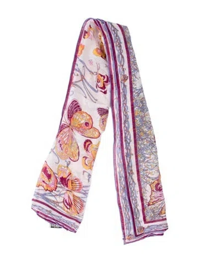 Pre-owned Pucci Printed Scarf In Blue/orange/pink