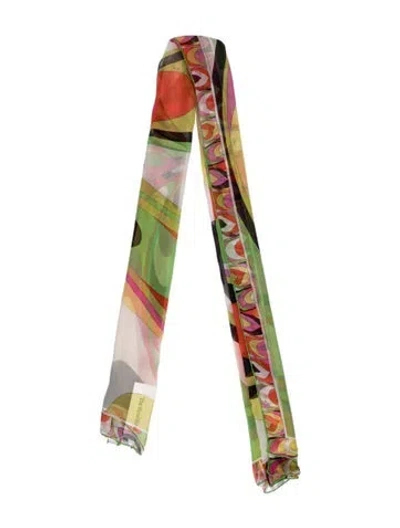 Pre-owned Pucci Printed Scarf In Green