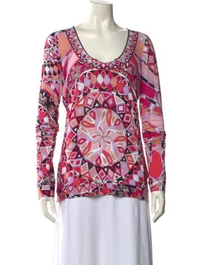 Pre-owned Pucci Printed Scoop Neck Blouse In Pink