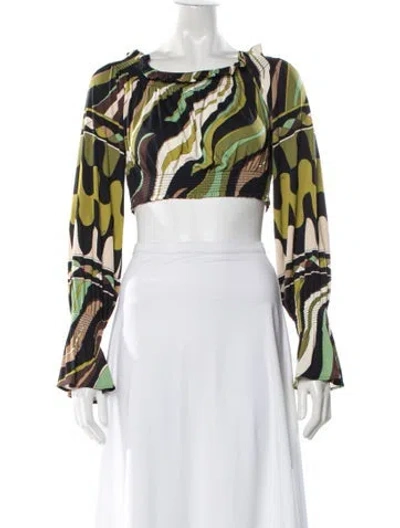Pre-owned Pucci Printed Scoop Neck Crop Top In Multi