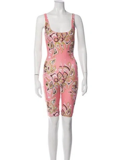 Pre-owned Pucci Printed Scoop Neck Romper In Pink