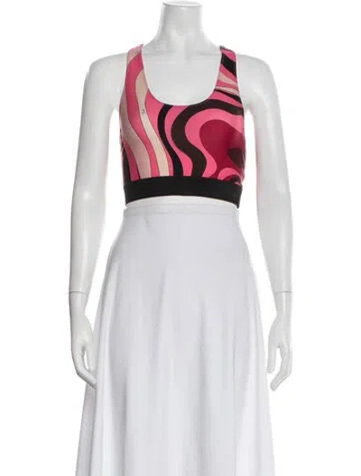 Pre-owned Pucci Printed Scoop Neck Sports Bra In Black
