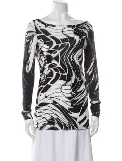 Pre-owned Pucci Printed Scoop Neck Top In Black