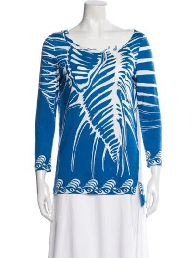 Pre-owned Pucci Printed Scoop Neck Top In Blue