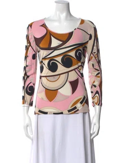 Pre-owned Pucci Printed Scoop Neck Top In Multi