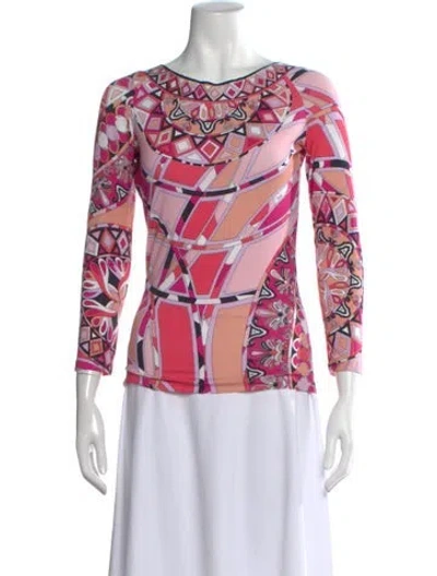 Pre-owned Pucci Printed Scoop Neck Top In Pink