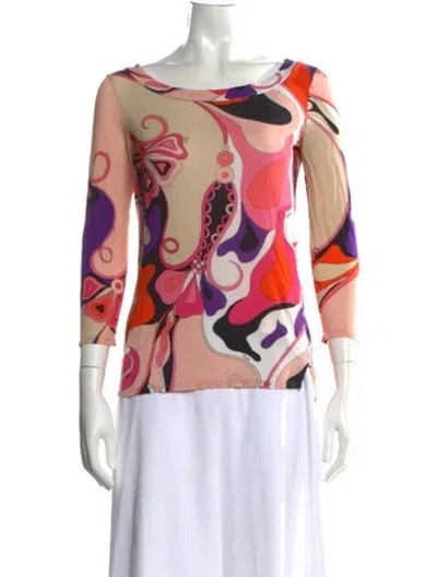 Pre-owned Pucci Printed Scoop Neck Top In Pink