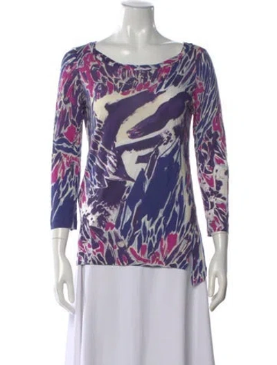 Pre-owned Pucci Printed Scoop Neck Top In Purple