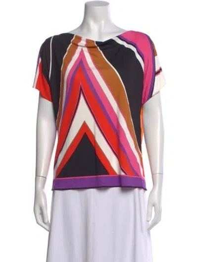 Pre-owned Pucci Printed Scoop Neck Top In Red