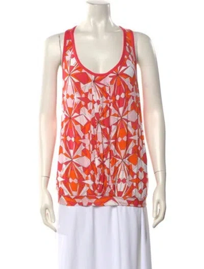 Pre-owned Pucci Printed Scoop Neck Top W/ Tags In Orange