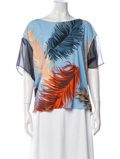 Pre-owned Pucci Printed Scoop Neck Top In White