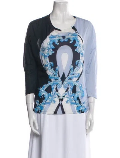 Pre-owned Pucci Printed Scoop Neck T-shirt In Blue