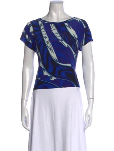 Pre-owned Pucci Printed Scoop Neck T-shirt In Blue