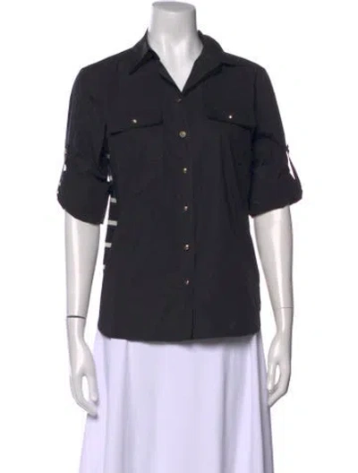 Pre-owned Pucci Printed Short Sleeve Button-up Top In Black