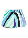 Pucci Silk Top With Printed Pattern And Elasticated Waistband In Blue
