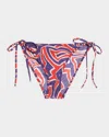 Pucci Printed Side-tie Bikini Bottoms In Animal Print