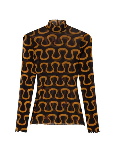 Pucci Printed Silk Blouse In Black