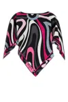 Pucci Abstract Pattern Asymmetric Hem Short Sleeves In Nerofuxia