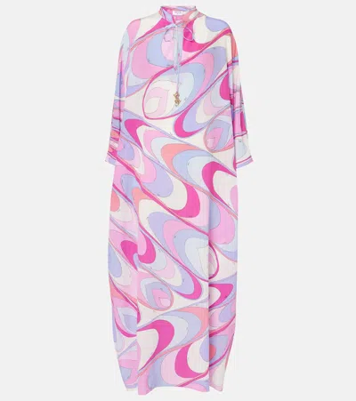 Pucci Printed Silk Crêpe De Chine Kaftan In Pink