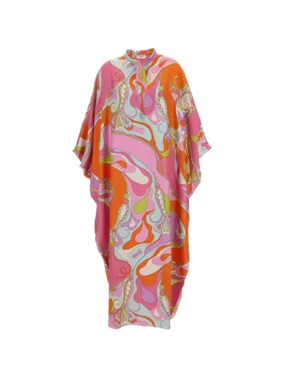 Pucci Printed Silk Dress In Pink