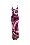 Pucci Silk Dress With Iride Print And V Neckline In Purple