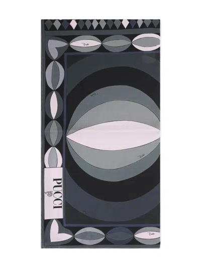 Pucci Printed Silk Foulard In Black