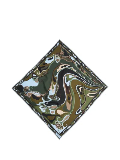Pucci Printed Silk Foulard In Green