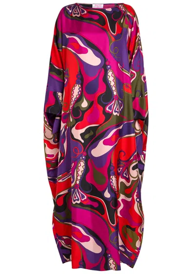 Pucci Printed Silk Gown In Multi