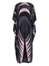 Pucci Silk Kaftan With Iris Print In Black