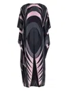 Pucci Silk Kaftan With Iris Print In Multi