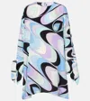 Pucci Silk Printed Mini Dress In Blue