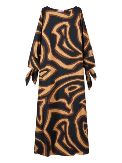 Pucci Printed Silk Kaftan In Brown