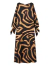 Pucci Wave Print Silk Kaftan With Bow Accents In Multi