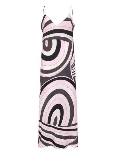 PUCCI PUCCI PRINTED SILK LONG DRESS